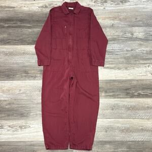 Outerknown SEA‎ Red Womens L Organic Cotton Linen Long Sleeve Jumpsuit Coveralls